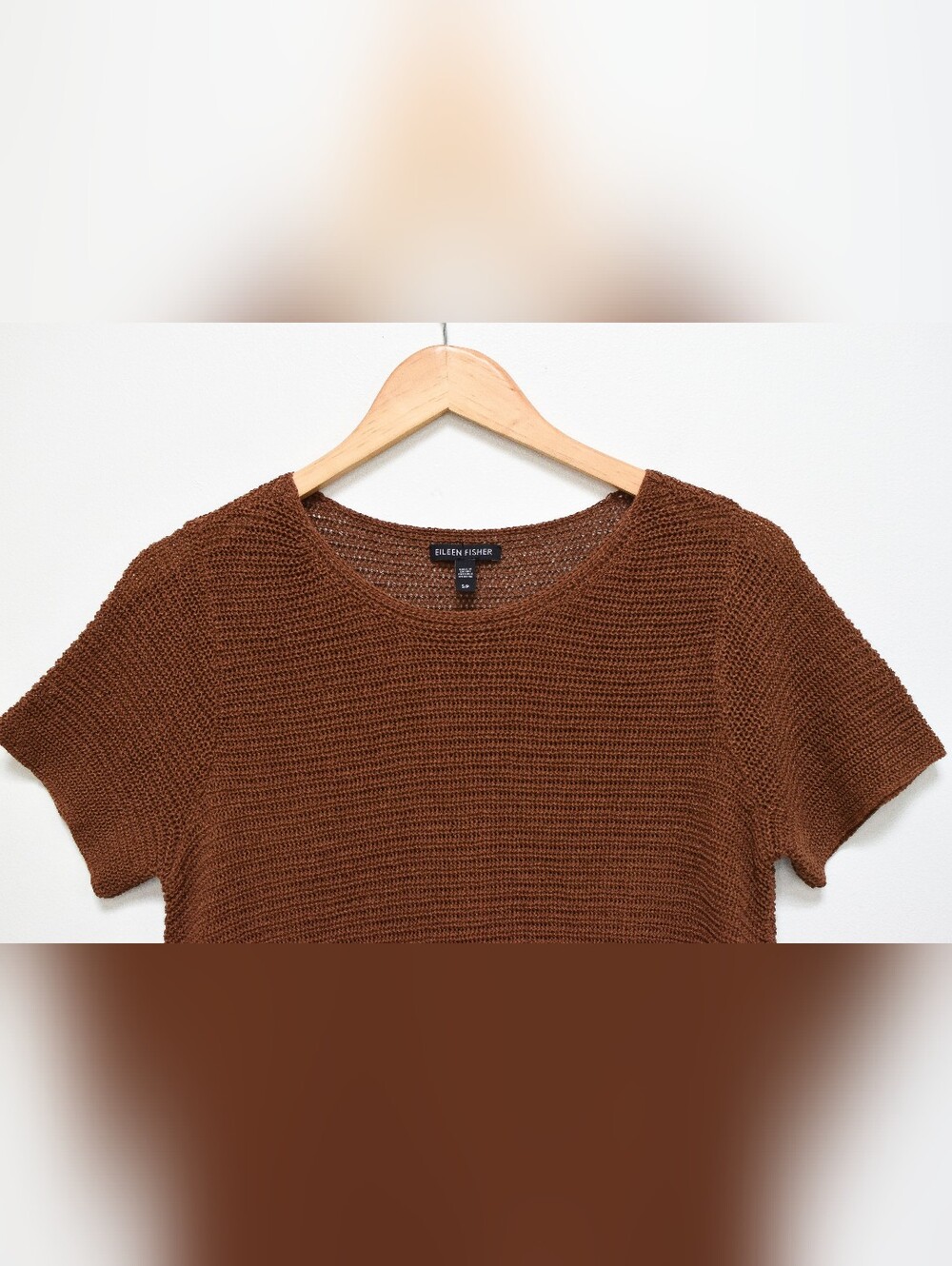 Eileen Fisher Organic Linen Cotton Tunic Asymmetrical Knit Brown Size S - Picture 4 of 10